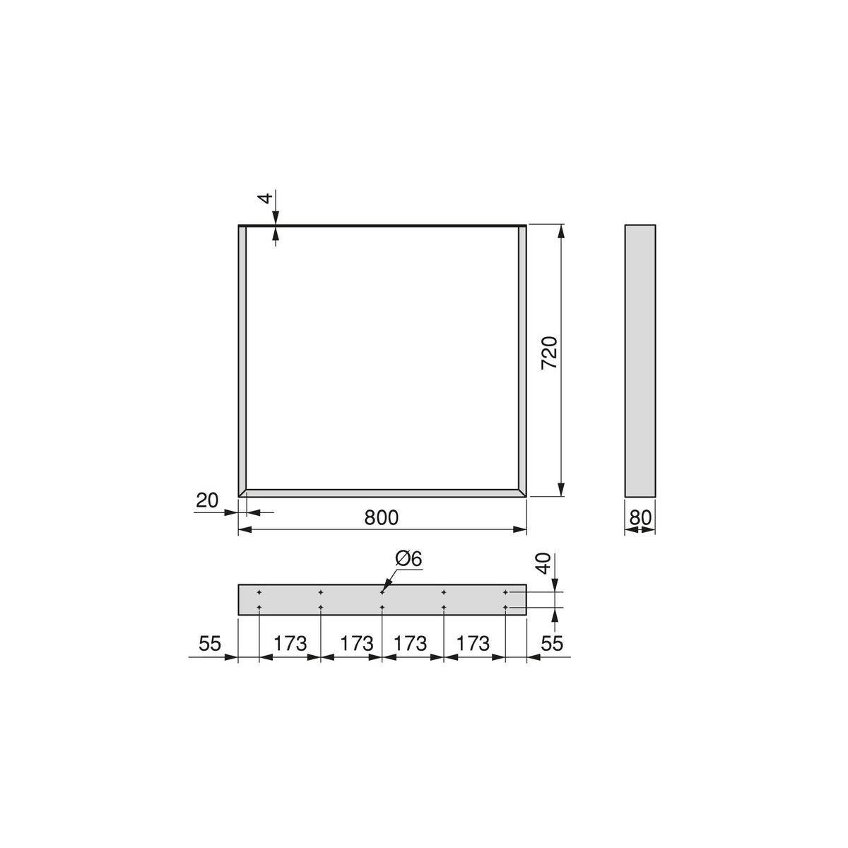 TISCHBEINE rechteckig Square, Breite 800mm, Stahl, Schwarzer lackiert - Schwarz, Metall (84/21/76cm) - EMUCA