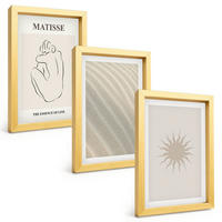 BILDER SET 3er Set - 20x30 cm Goldrahmen - Minimalistische Sandlinien Sonne - Goldfarben, Kunststoff (20/30cm) - TULUP
