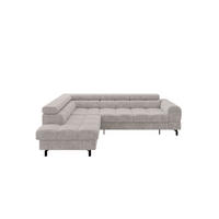 ECKSOFA mit Schlaffunktion Ottomane Links LUMA-L 272x203x70 Hellgrau Velours - Hellgrau/Schwarz, Holzwerkstoff/Kunststoff (272/203cm) - ALTDECOR
