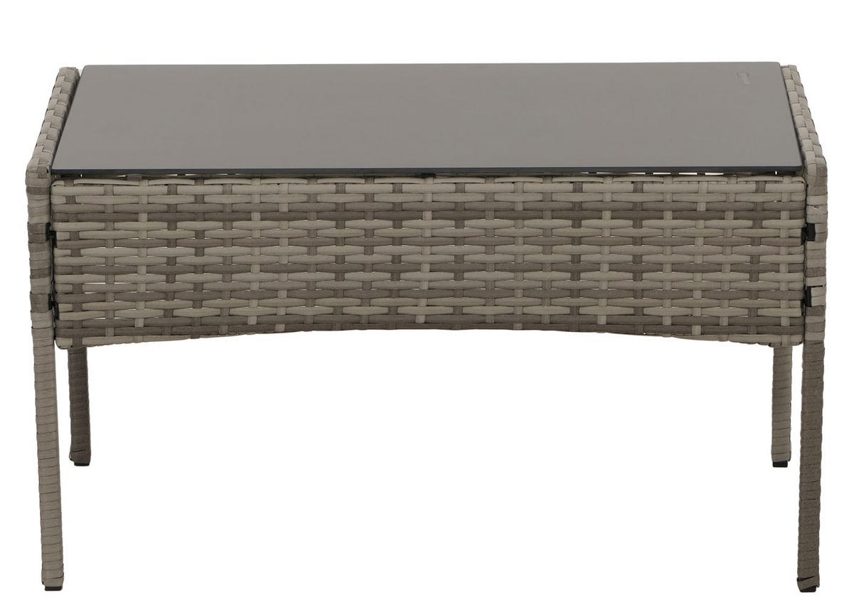 GARTEN-GARNITUR Poly-Rattan Grau - Grau, Metall - PROREGAL