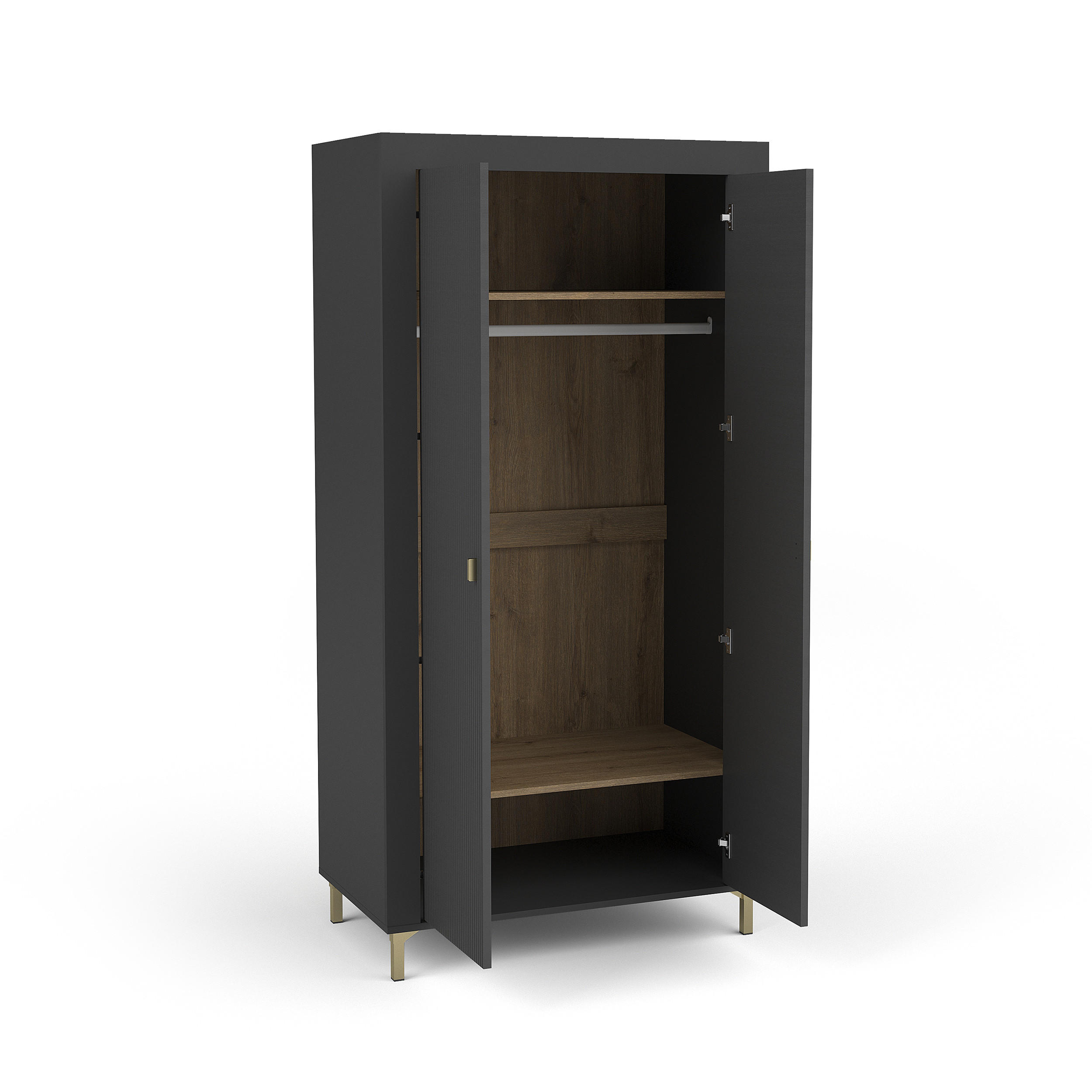 DREHTÜRENSCHRANK Monta mit 2 Türen, Schwarz - Schwarz, Holzwerkstoff (97/194/56cm) - Beautysofa