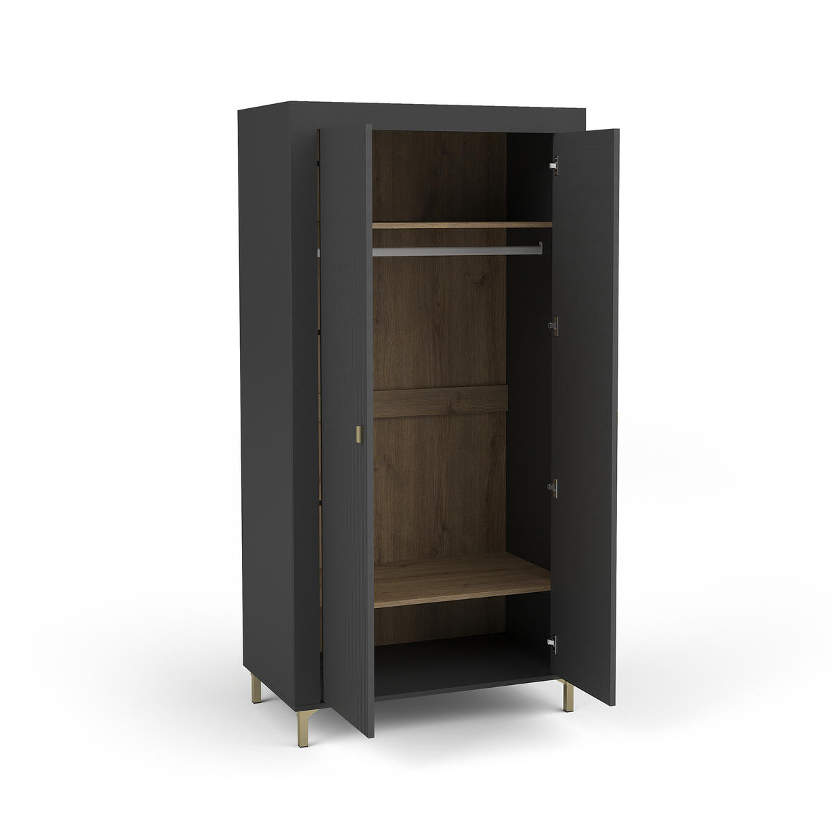 DREHTÜRENSCHRANK Monta mit 2 Türen, Schwarz - Schwarz, Holzwerkstoff (97/194/56cm) - Beautysofa