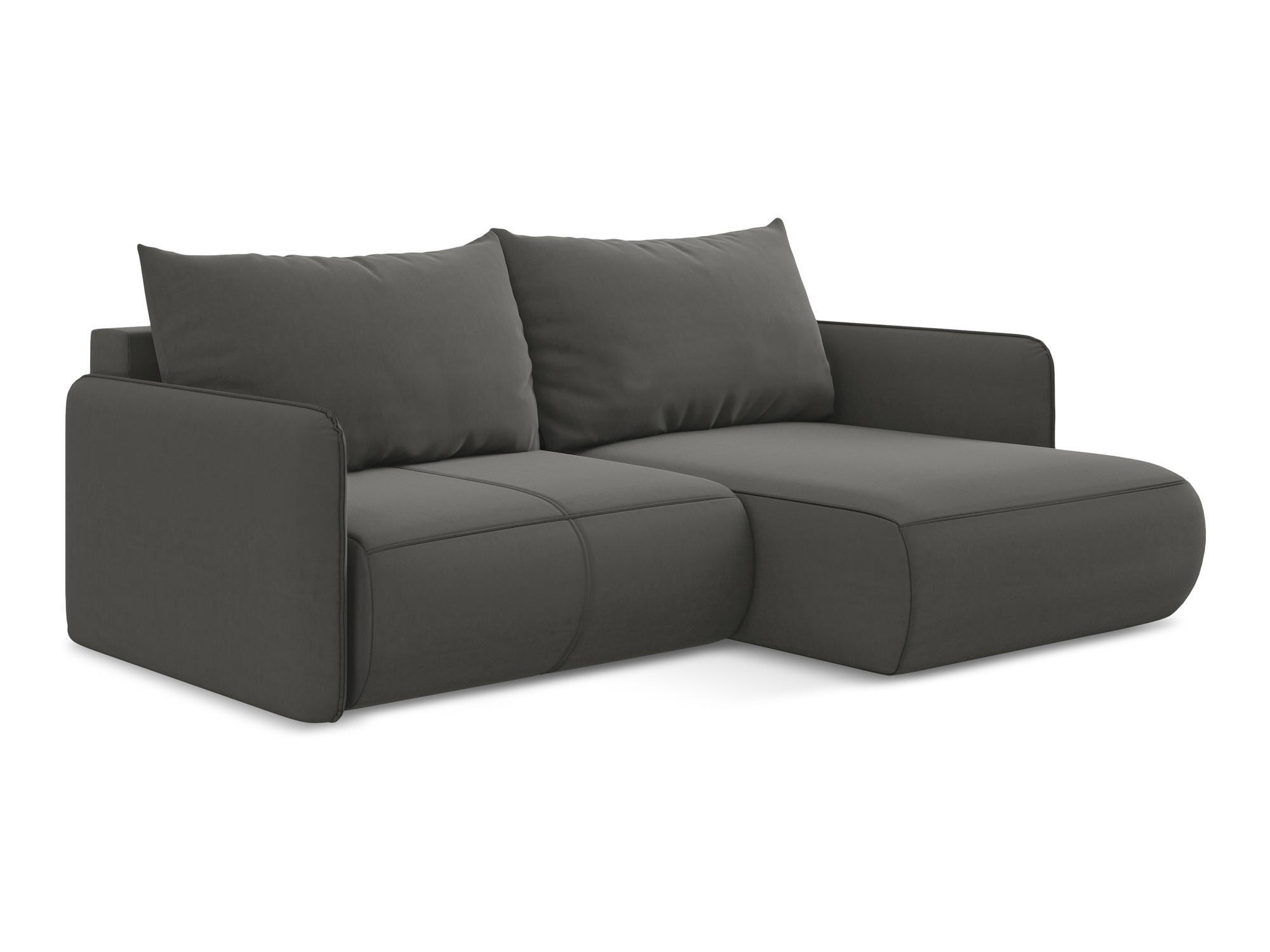 ECKSOFA mit Schlaffunktion Samt Stoff Grau - Dunkelgrau/Schwarz, Kunststoff/Textil (207/148cm) - Makamii