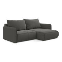 ECKSOFA mit Schlaffunktion Samt Stoff Grau - Dunkelgrau/Schwarz, Kunststoff/Textil (207/148cm) - Makamii