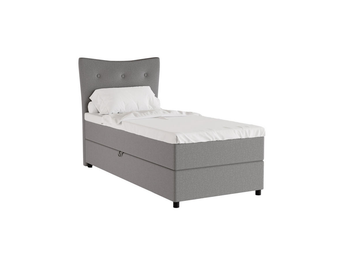 BOXBETT Nevada 90x200 cm Polsterbett mit hochwertiger Bonell-Matratze und Topper - beige - Beige, Holz (90/200cm) - Homesy