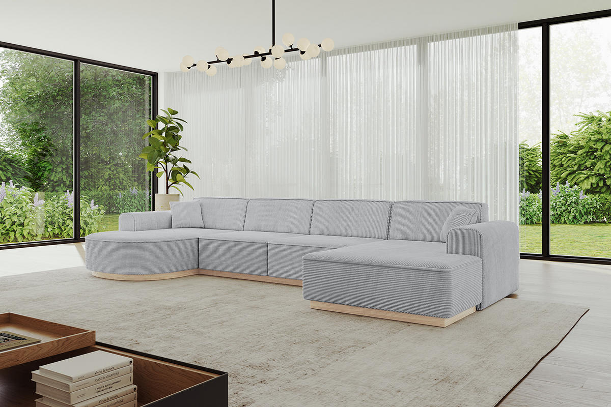WOHNLANDSCHAFT ARRIO-U2 303x171x83 cm Grau - Grau, Holzwerkstoff/Textil (388/83/171cm) - ALTDECOR