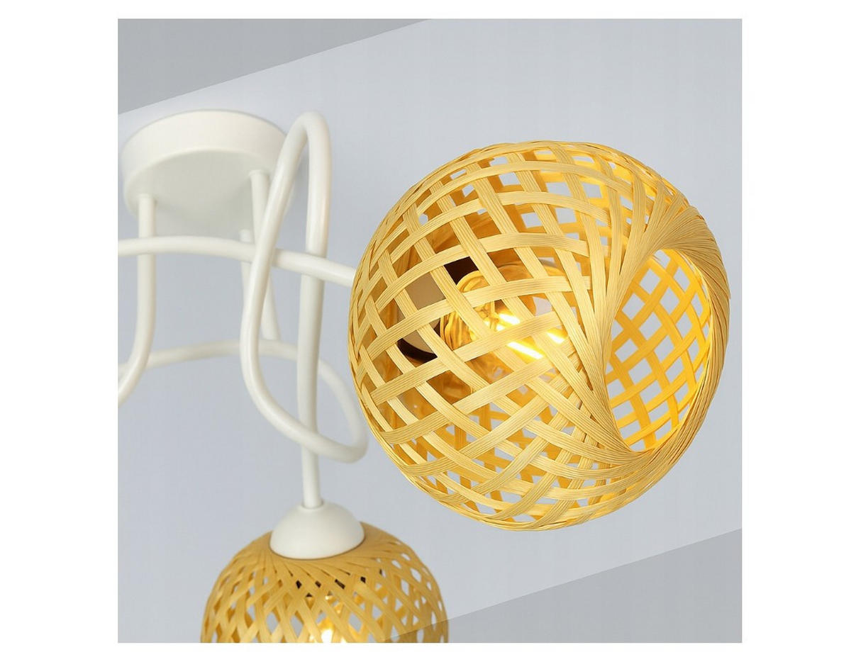 DECKENLEUCHTE BOHO - Beige/Weiß, Holz/Metall (45/45/32cm) - kiki design