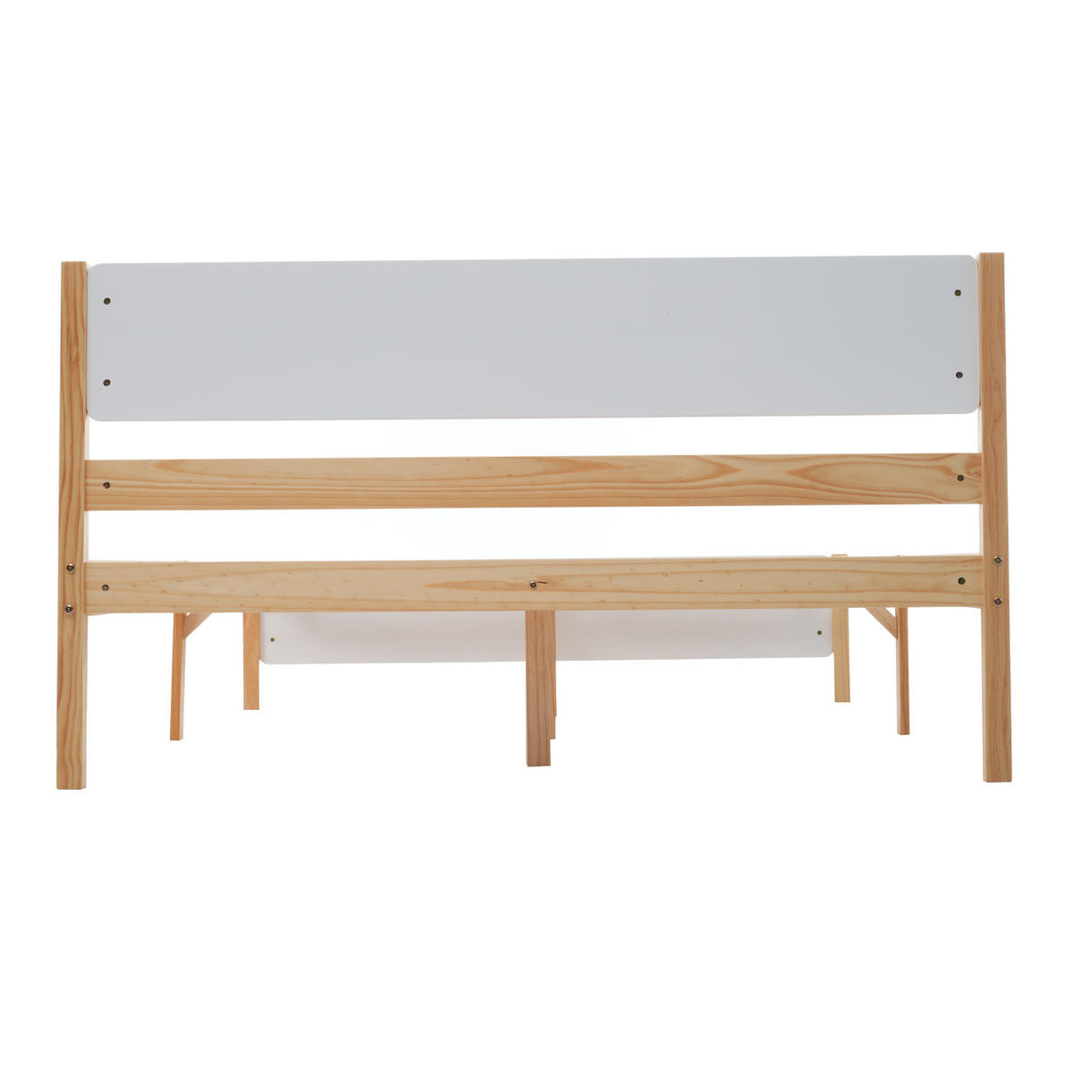 RÁMOVÁ posteľ z masívneho dreva a MDF, 140/200 cm, biela/prírodná - prírodná farba, drevo (140/200cm) - BEAOK