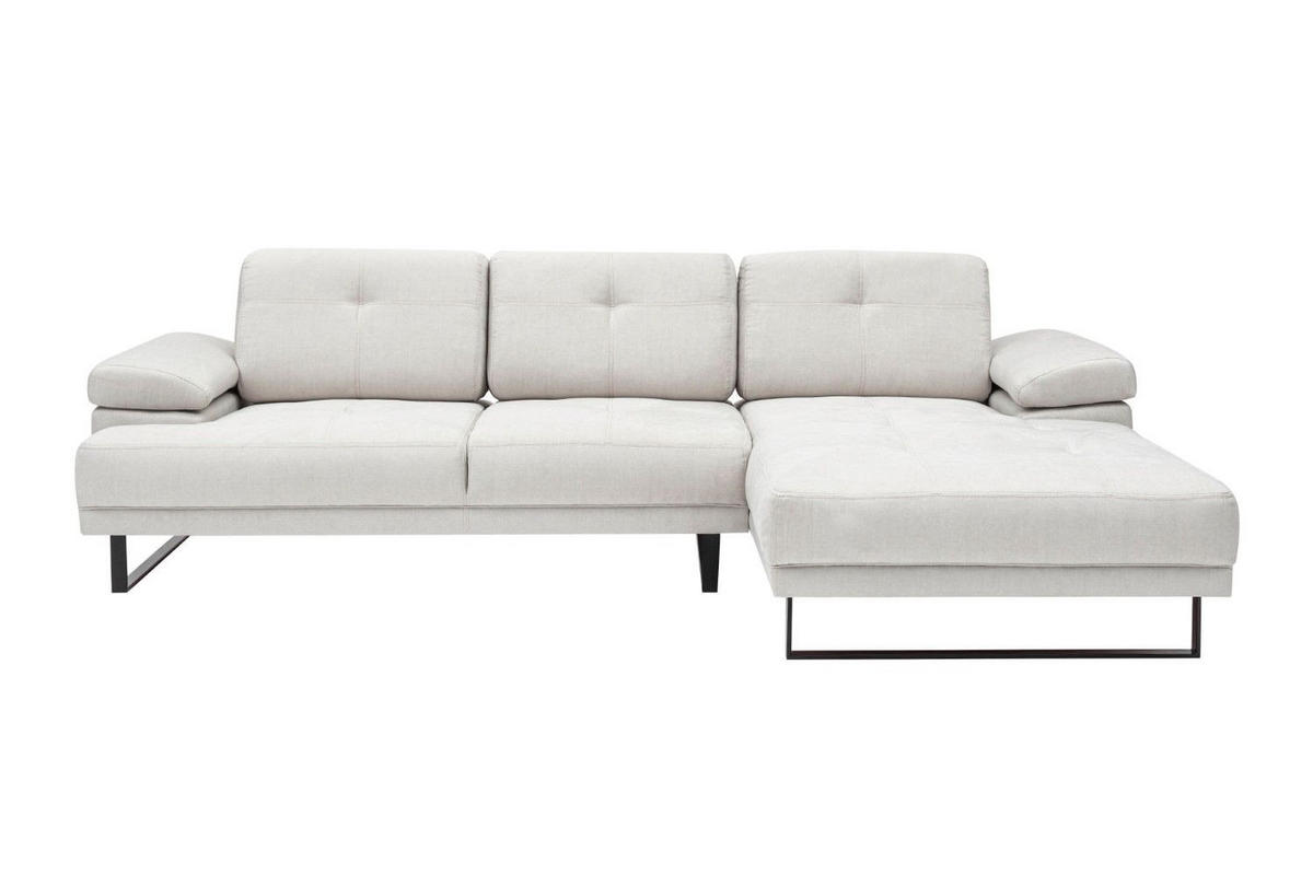 ECKSOFA mit verstellbarer Rückenlehne - Beige/Schwarz, Textil/Metall (174/314cm) - myHomelando