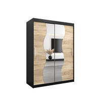 SCHWEBETÜRENSCHRANK 200/150/62 2-türig - Silberfarben/Schwarz, Holz/Kunststoff (150/200/62cm) - MÖBEL KRYSPOL