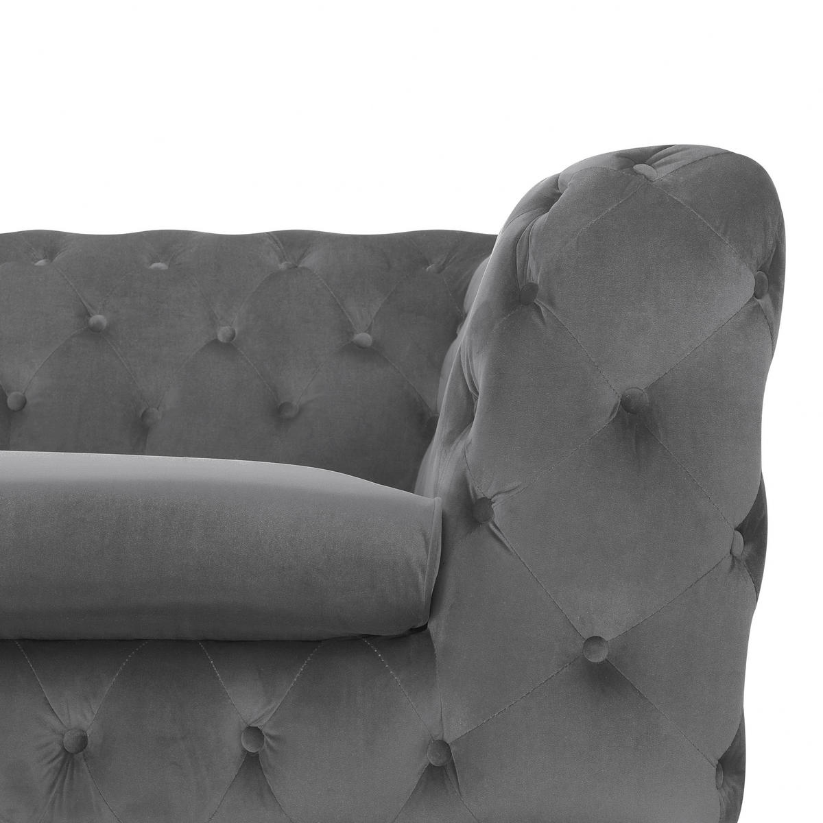 3-SITZER-SOFA Samtstoff Grau Sotra - Grau, Textil (224/70/85cm) - Beliani
