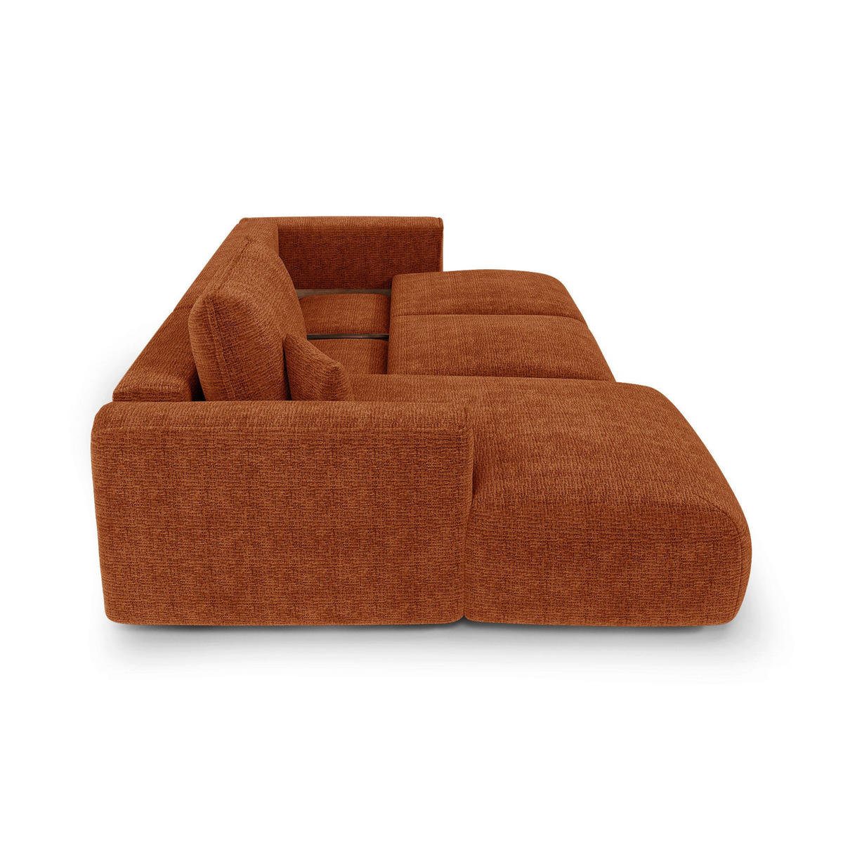 LINKSECK-SCHLAFSOFA mit Stauraum COMO Kettgewebe mit weichem Griff Terrakotta 297cm - Dunkelorange/Terracotta, Textil (297/167cm) - Premium Interiors