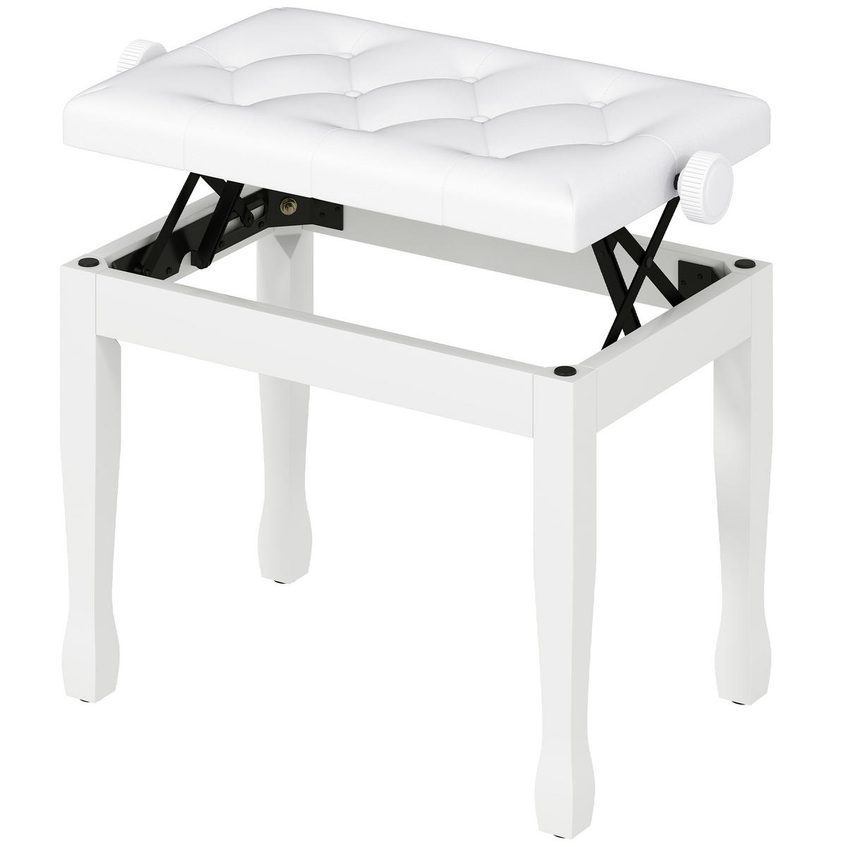 KLAVIERHOCKER DE-07223 höhenverstellbar mit Kunstleder Weiß - Weiß, Holz (35/55/64cm) - ComfortXL