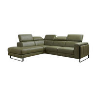 ECKSOFA Marchesi Echtleder Olivgrün - Olivgrün, Leder/Metall (220/80/257cm)
