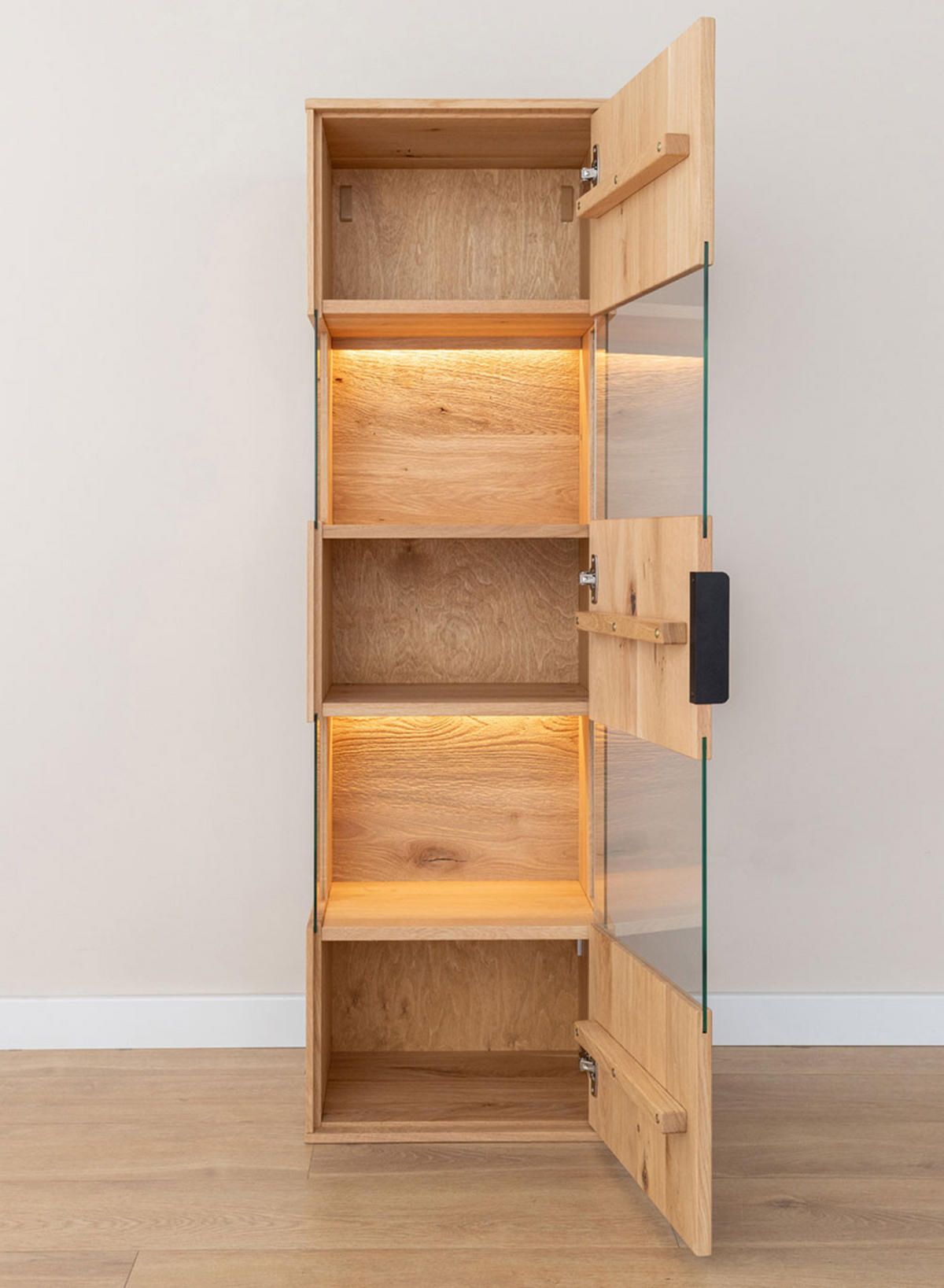 WOHNWAND Tirano 3er-Set Eiche Natur - Eichefarben/Schwarz, Holz/Metall (326/147/39cm) - Feldmann-Wohnen