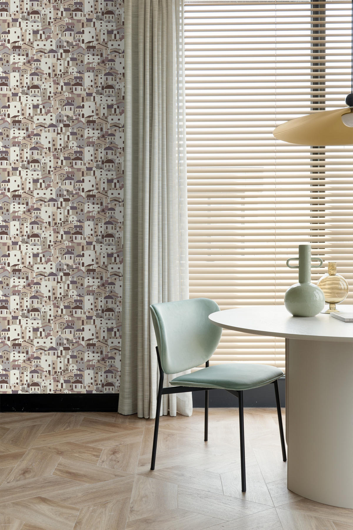 TAPETE Mediterrane Häuser 50 x 900 cm - Beige, Papier (50/900cm) - ESTAhome