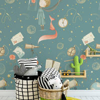 TAPETE Der Kleine Prinz aus echtem Papier, 200x280cm, 8 Bögen - Grün, Papier (200/280cm) - WALLPAPERS4BEGINNERS
