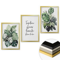 WANDBILDER 3er Set - 40x60 cm Goldrahmen - Grüne Blätter tropischer Pflanzen - Goldfarben, Kunststoff (40/60cm) - ArtPrintCave