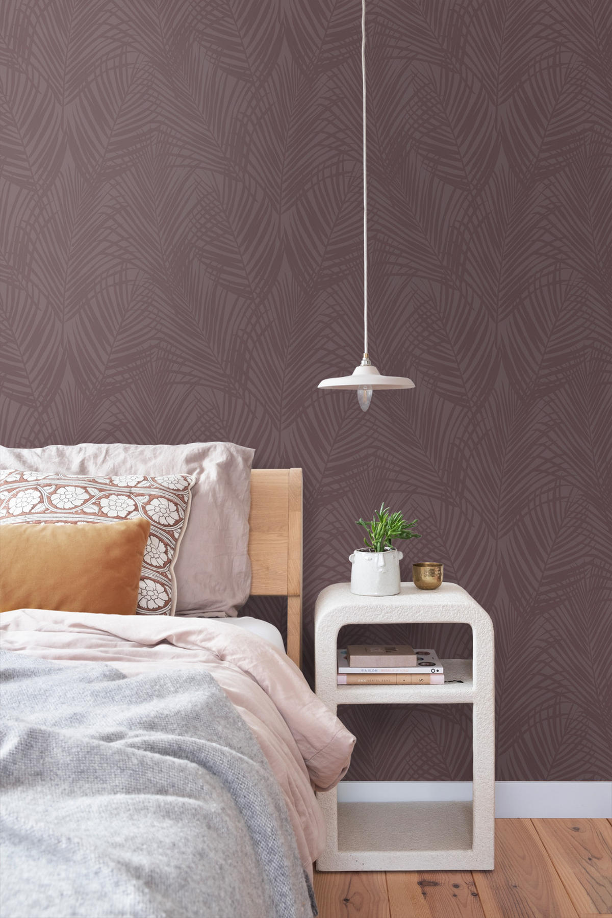 TAPETE Palmblätter 50 x 900 cm - Lila, Papier (50/900cm) - ESTAhome