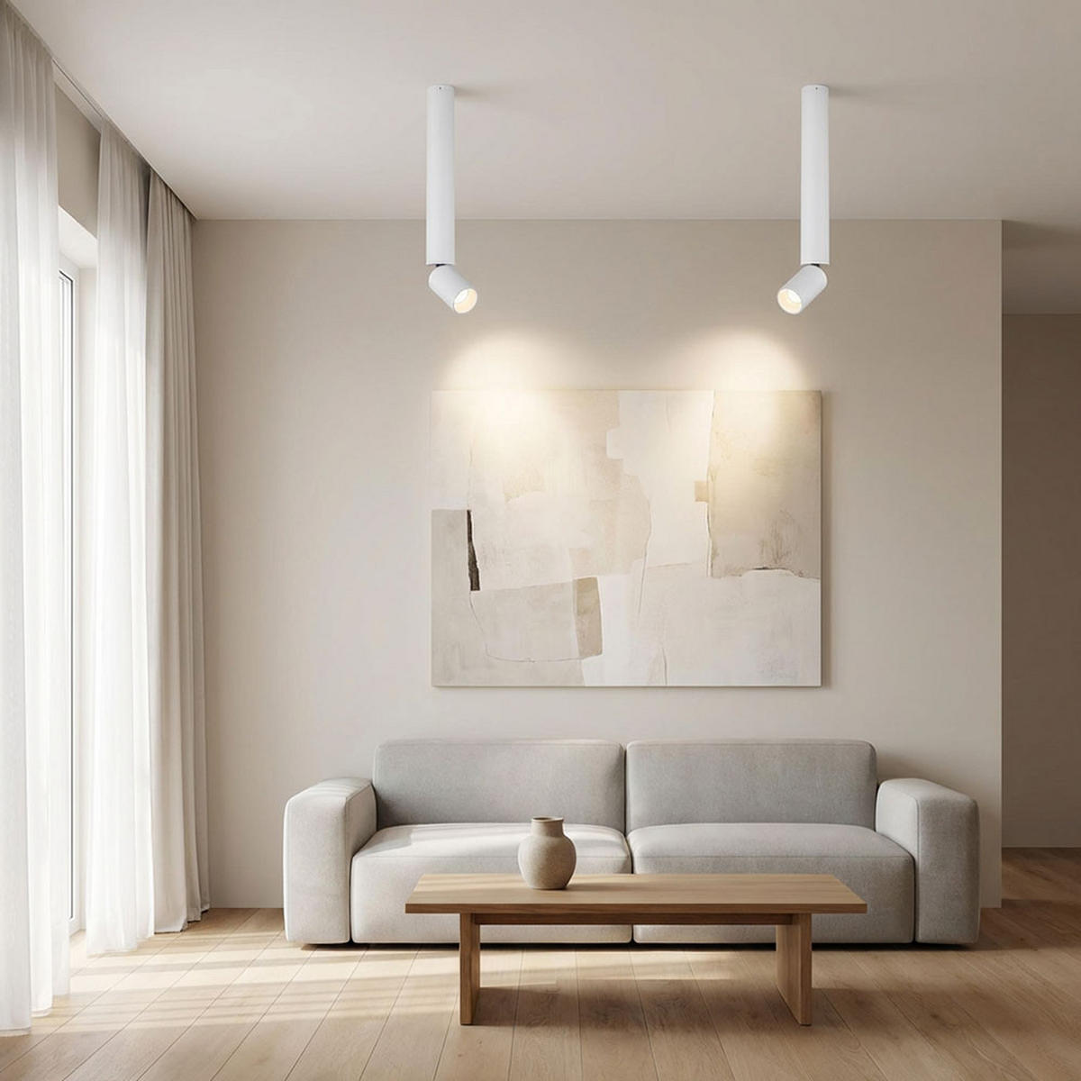 LED DECKENLEUCHTE Aluminium Weiß beweglicher Spot 3er Set - Weiß, Metall (4.5/4.5/38cm) - Globo Lighting