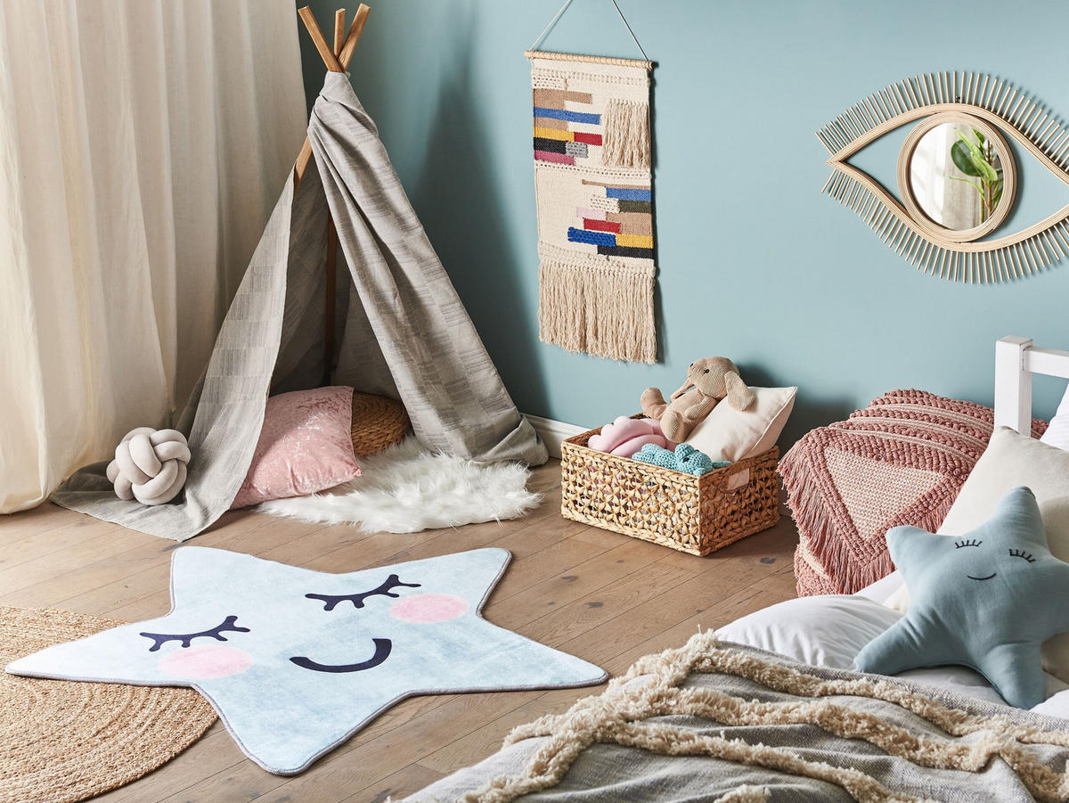 KINDERTEPPICH Sirius 120/120 cm - Blau, Kunststoff (120/120cm) - Beliani