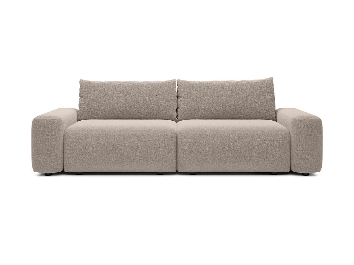 BETTSOFA RUOTA Beige Bucle-Stoff mit Schlaffunktion - Beige, Textil (105/87/257cm) - MASSENO
