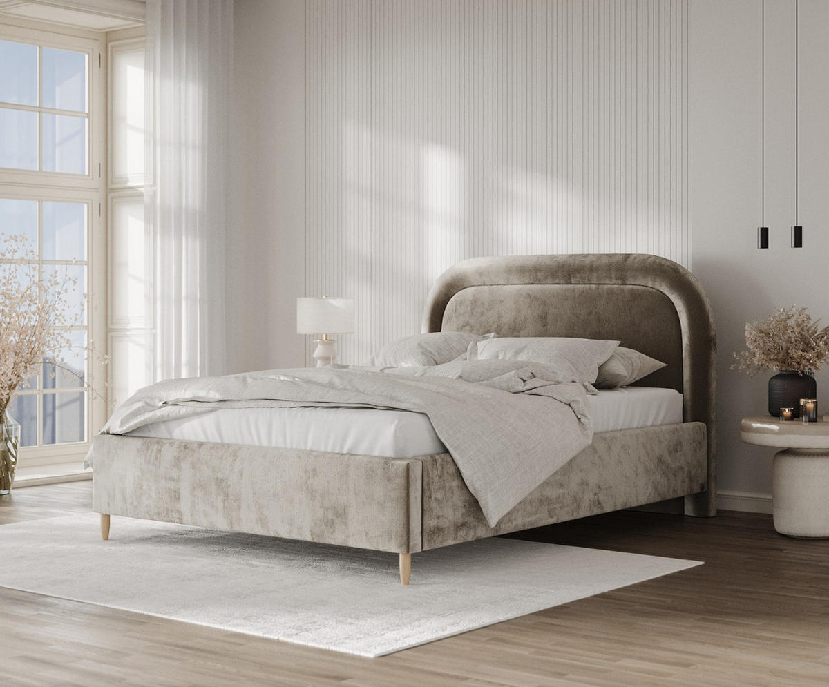 POLSTERBETT Zoya 160/200 cm Beige im Lotta Stoff - Beige/Naturfarben, Holz/Holzwerkstoff (160/200cm) - AltaBeds