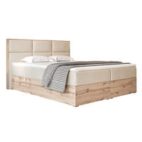 BOXBETT LAVIO 160/200 cm, in Hellbeige, mit Matratze und Topper - Sandfarben, Holzwerkstoff/Textil (160/200cm) - Idohome
