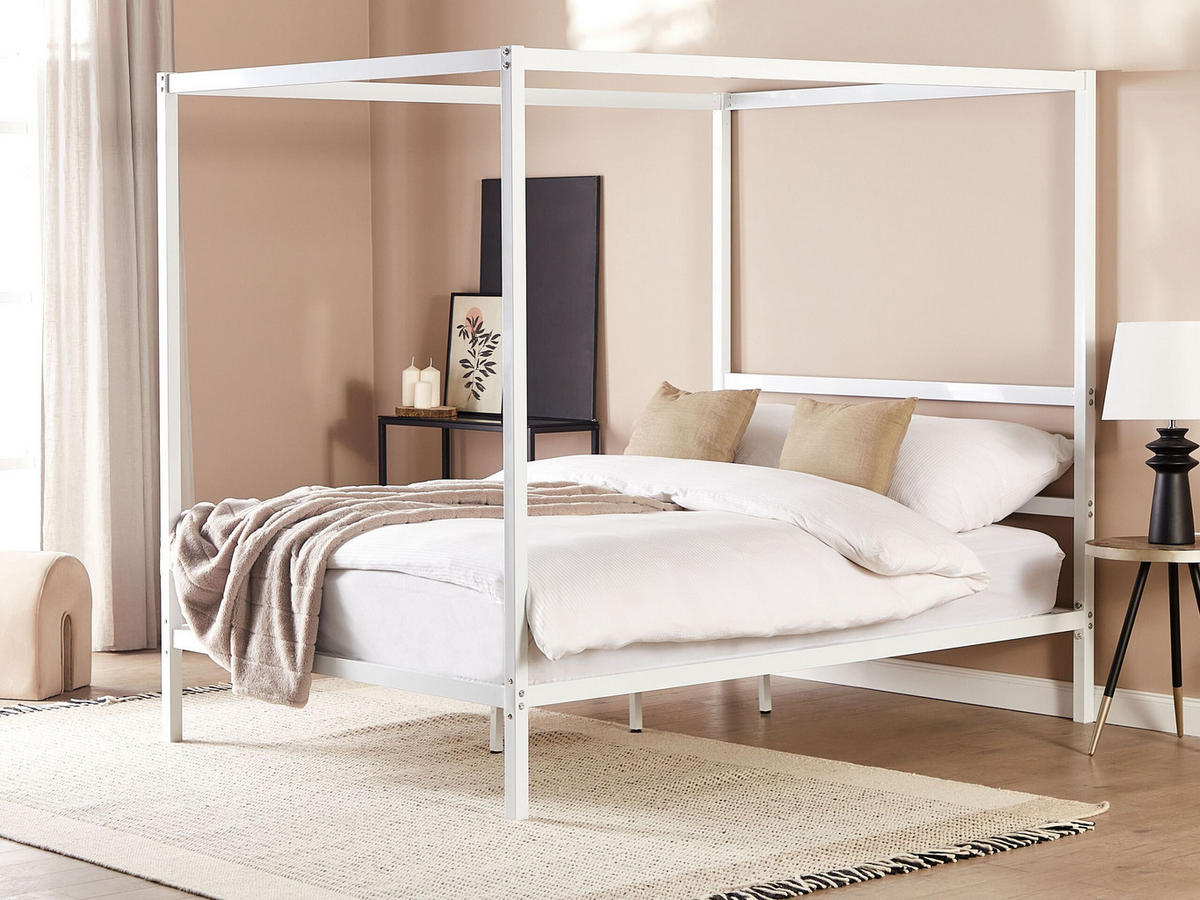 HIMMELBETT 140/200cm Weiß Lestards - Weiß, Metall (140/200cm) - Beliani