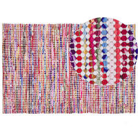 KURZFLOR-TEPPICH Bunt 160/230 cm Belen - Blau/Pink, Textil (160/230cm) - Beliani