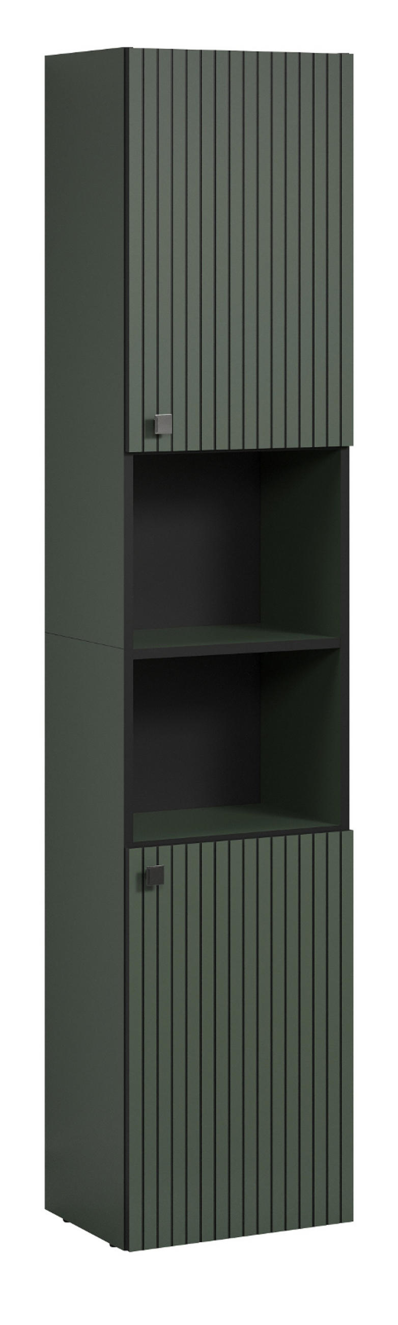 HOCHSCHRANK grün 70 x 186 cm, Badschrank mit viel Stauraum - Schwarz/Grün, Holzwerkstoff/Metall (31/186/40cm) - Top.Furn