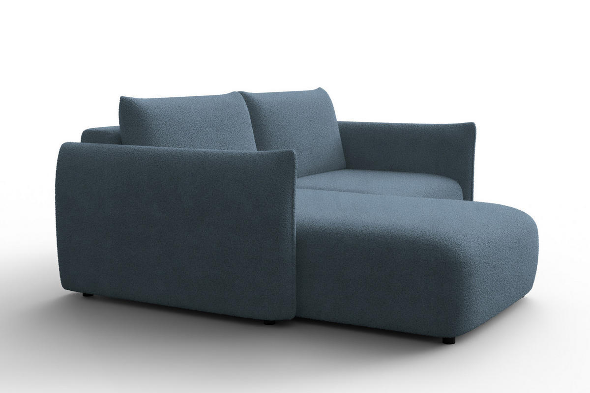 ECKSOFA TAUER 3-Sitzer LINKS, Bouclé-Stoff blau - Blau/Schwarz, Holz/Textil (173/206cm) - Courtois Laville
