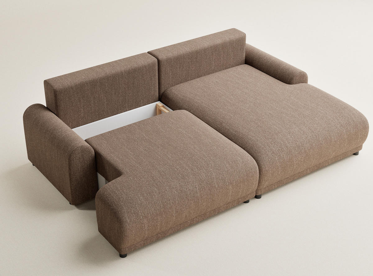ECKSOFA MIT SCHLAFFUNKTION Tallin Braun Webstoff - Schwarz/Braun, Holz/Holzwerkstoff (240/145cm) - Maison de Reve