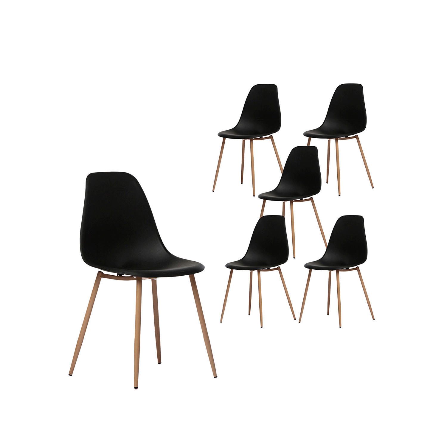 GARTENSTUHL Nina Schwarz 45 cm x 80 cm 6er-Set - Schwarz, Kunststoff (45/80/53cm) - Klast Home