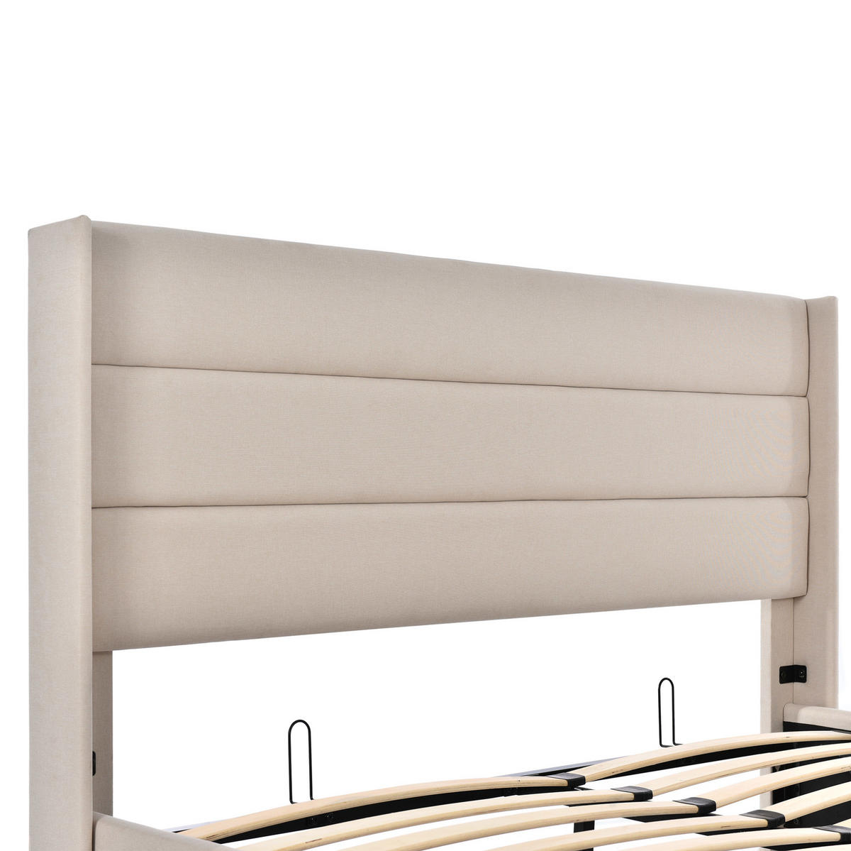 POLSTERBETT 140/200 cm Beige aus Leinen mit Bettkasten - Beige, Textil (140/200cm) - OKMYHOME