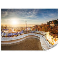 FOTOTAPETE für Wohnzimmer Sonnenaufgang Barcelona Denkmäler 400x280 - Gelb/Beige, Papier (400/280cm) - Muralo