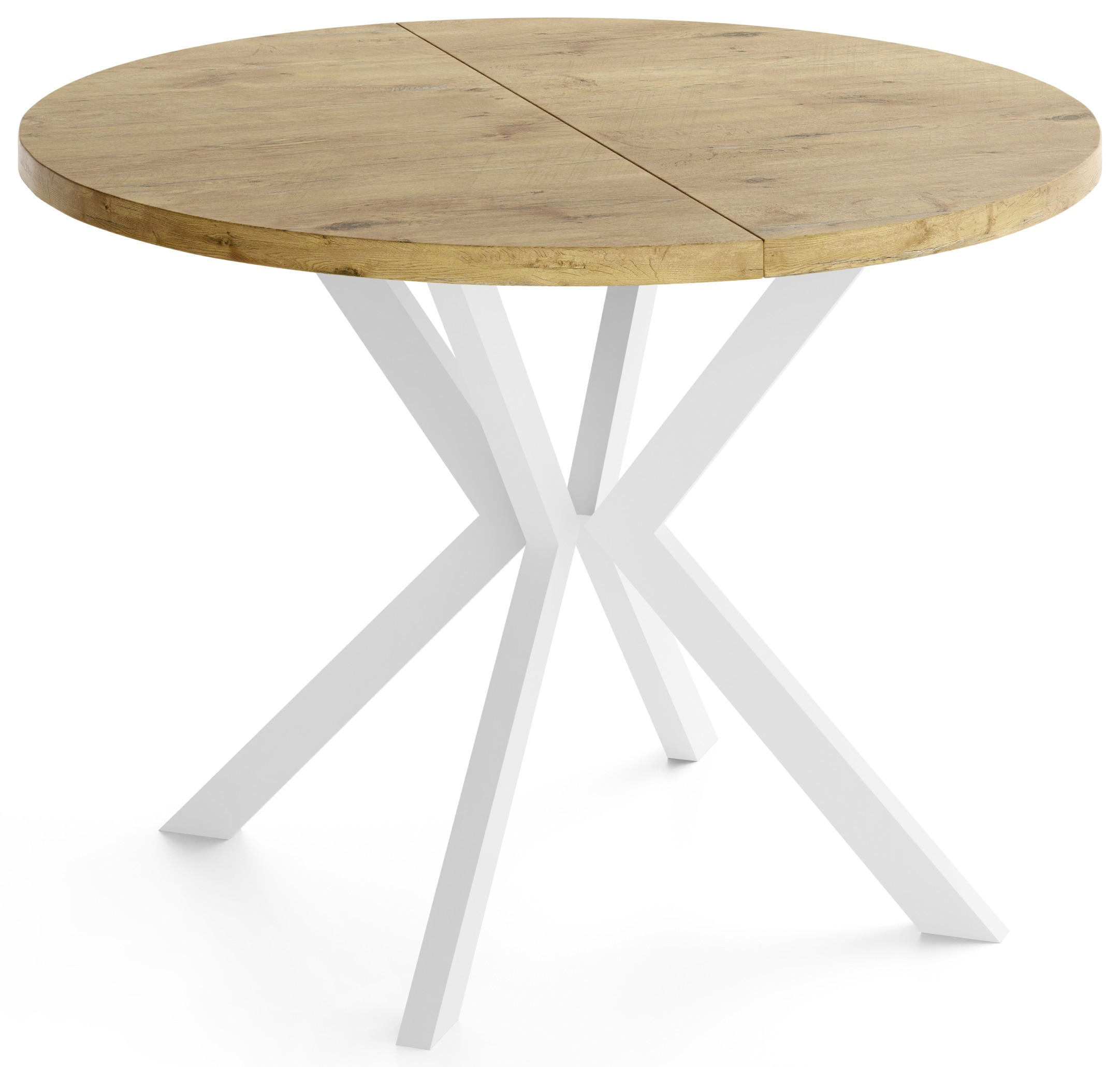 ESSTISCH Della runder ausziehbarer, Lancelot Eiche 100-180/100/76 cm - Eichefarben/Braun, Holzwerkstoff/Metall (100/180/76cm) - WFL GROUP