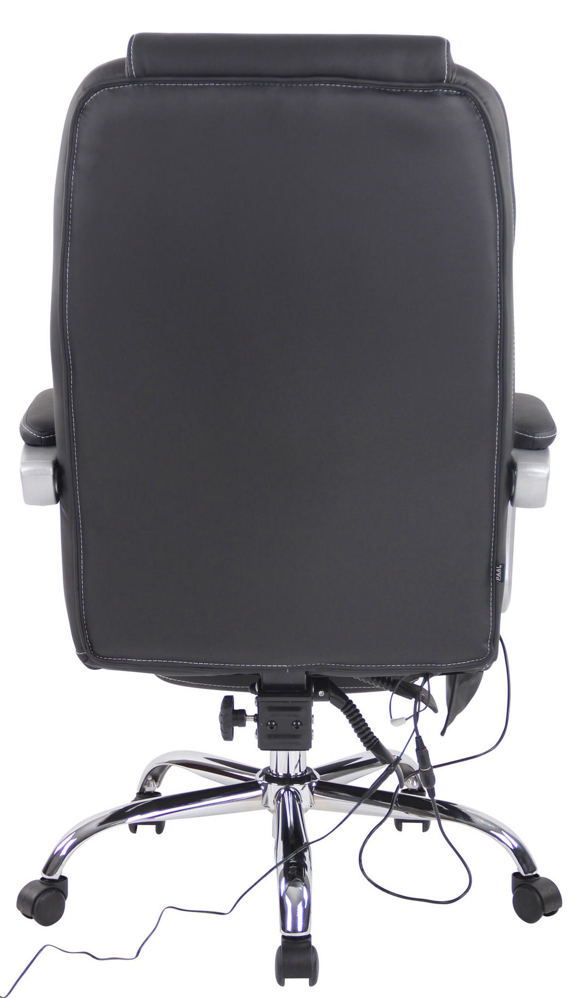 BÜROSTUHL Pacira, Echtleder mit Massagefunktion Schwarz - Schwarz, Leder/Metall (68/127/64cm) - TPFLiving