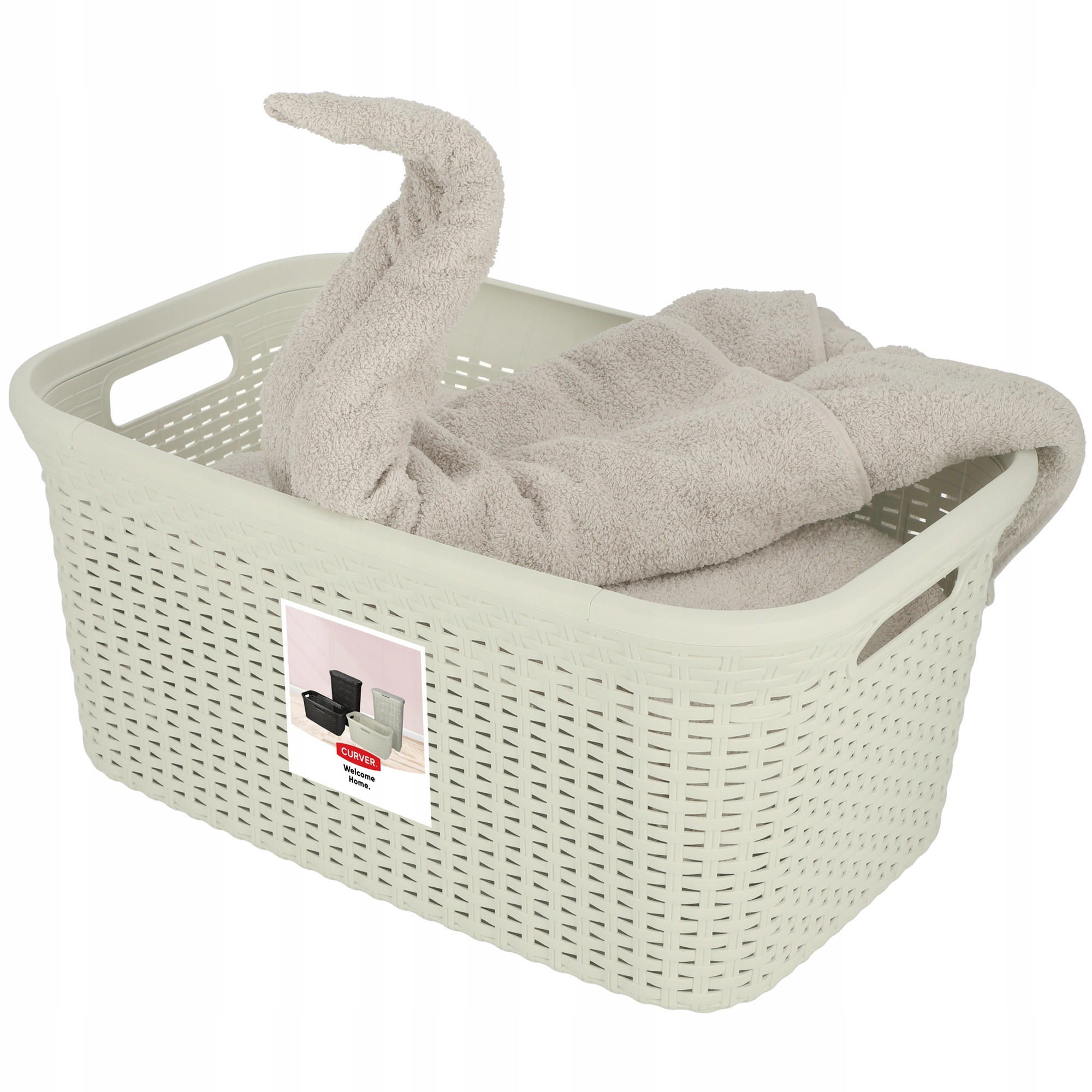 WÄSCHEKORB 45L, Creme - Creme, Kunststoff (60/38cm) - KADAX