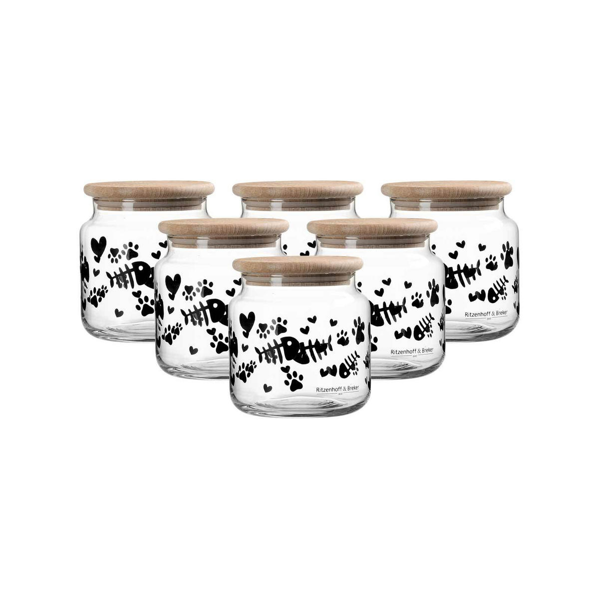 LECKERLI-DOSEN MIT DECKEL Mika Cat transparent ø 10 cm 6er Set - Transparent, Glas (10/11/10cm) - Ritzenhoff Breker