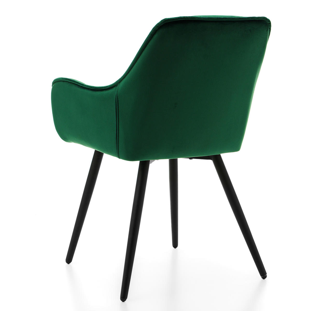 STUHL SIENA gepolstert mit Steppung - grün schwarze Beine - Samt Velours - Schwarz/Grün, Textil/Metall (58/87/61cm) - NEW HOME