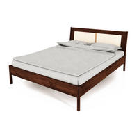 BETT MIT RATTANKOPFTEIL INA 120x220 Wildeiche - Dunkelbraun, Holz (120/220cm) - byoak
