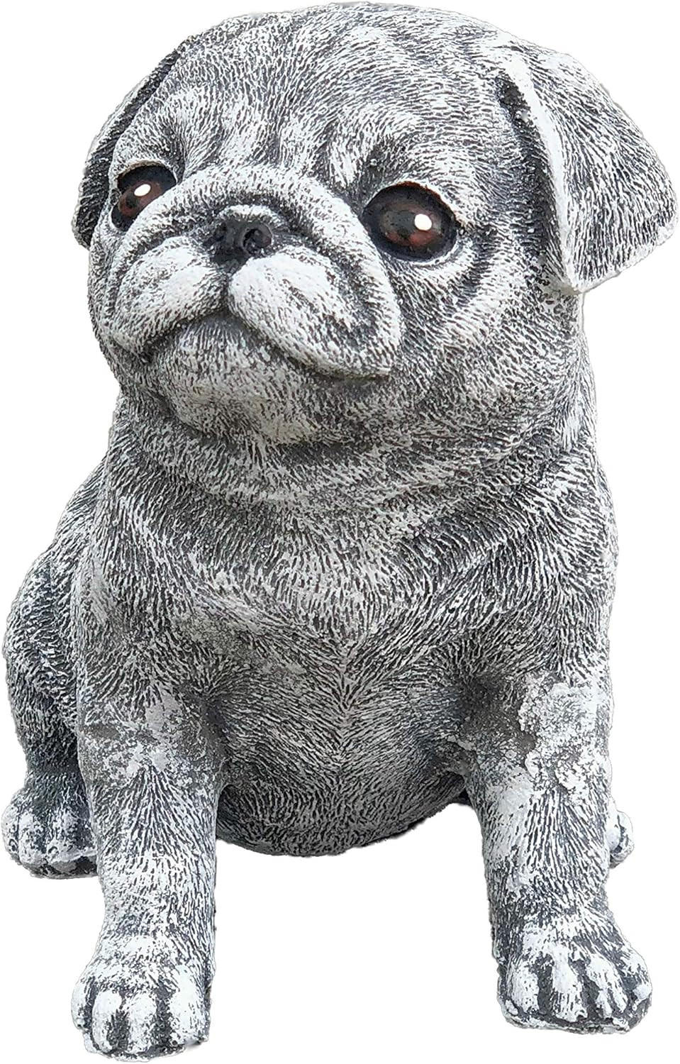 STEINFIGUR Mops klein, Frostfest, Steinguss - Grau, Stein (12/15/13cm) - stoneandstyle