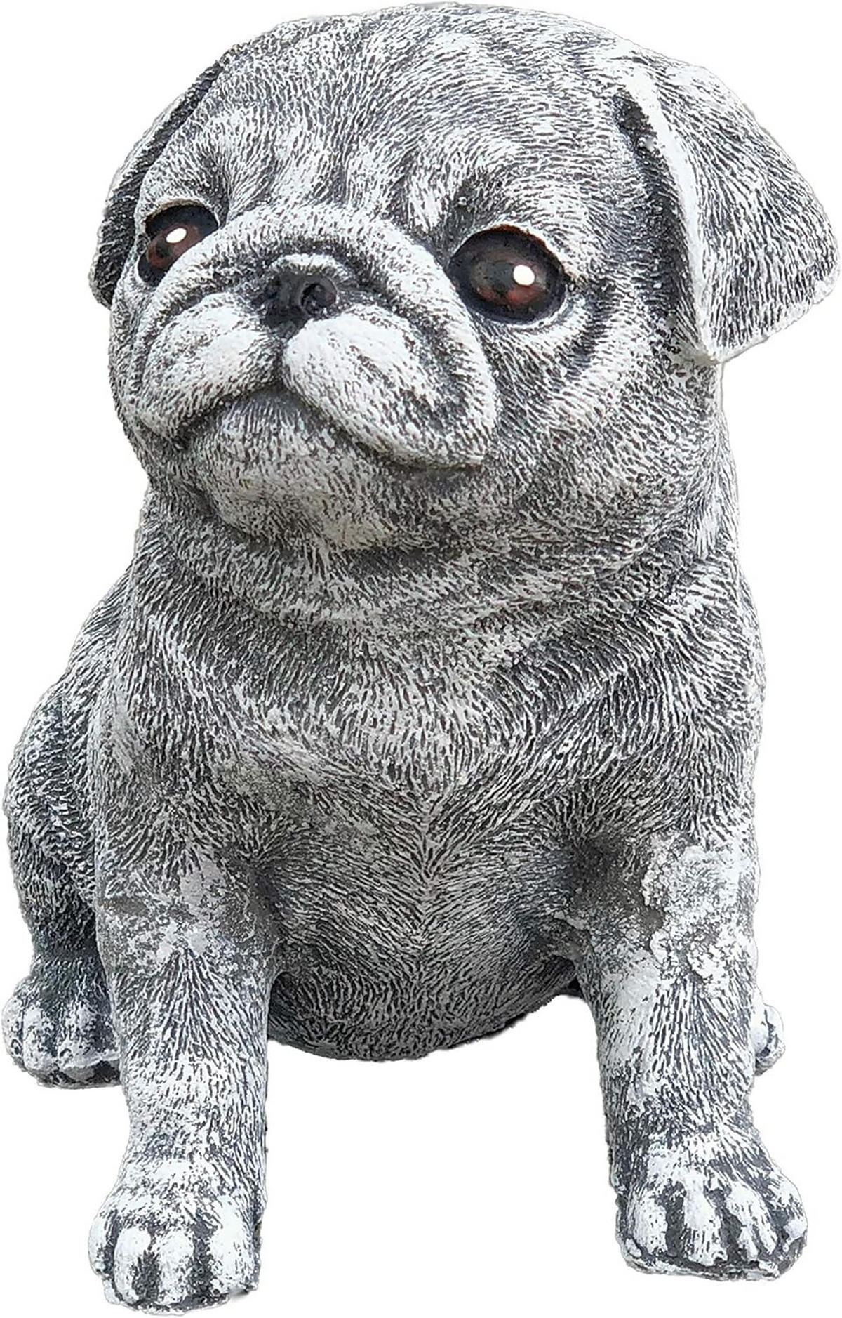 STEINFIGUR Mops klein, Frostfest, Steinguss - Grau, Stein (12/15/13cm) - stoneandstyle