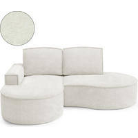 ECKSOFA MOLLY – Halbkreisförmig, Abriamo-Bouclé, Lose Kissen, Bouclé-Bezug, 210x157x88 cm, Links Weiß - Weiß, Holz/Textil (157/210cm) - DomoHome