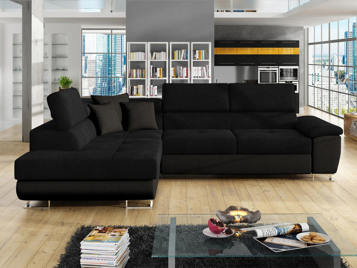 COLTAR Cotere, Stanga - negru, material textil/lemn (270/202cm) - MIRJAN24