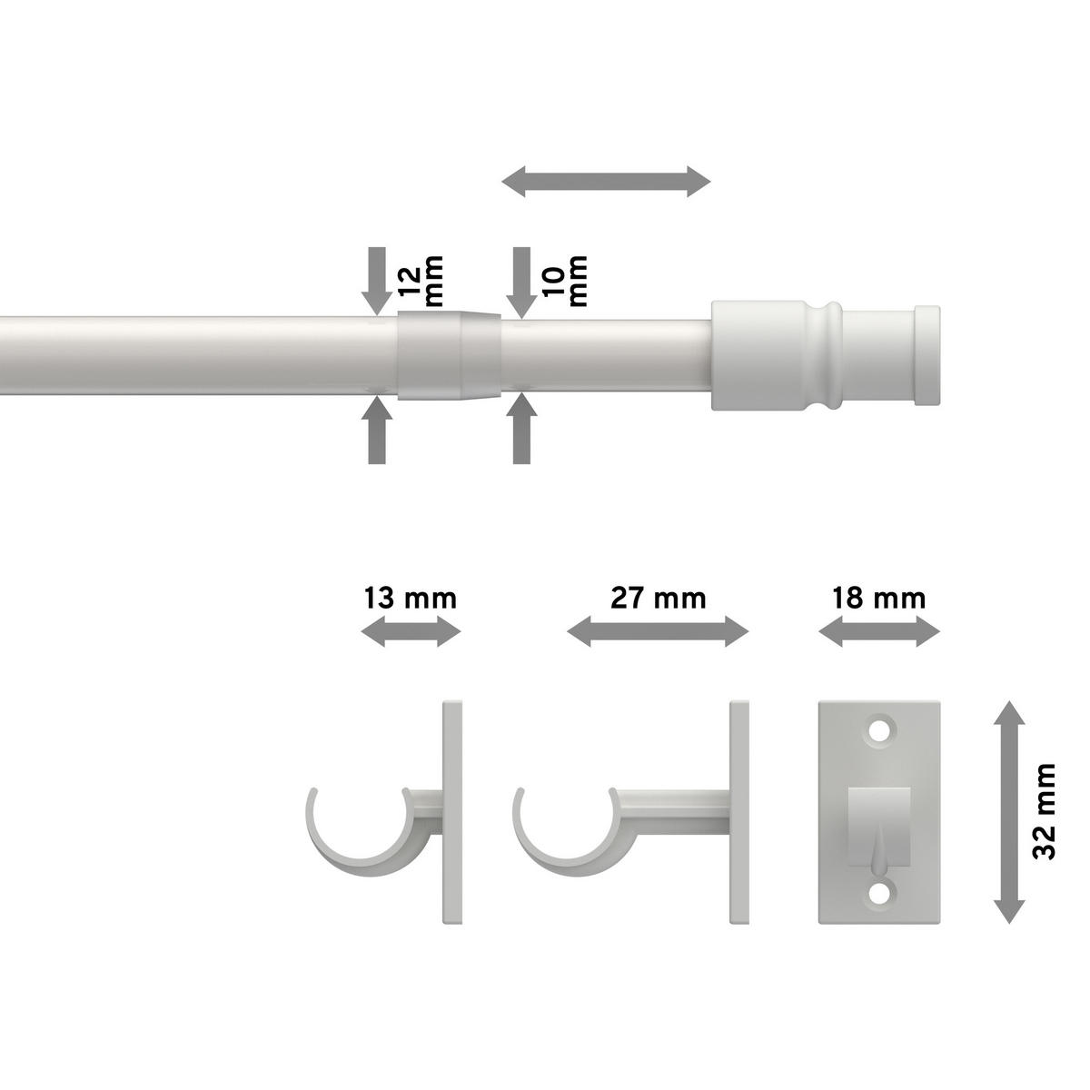 SCHEIBENSTANGE/CAFÉHAUSSTANGE Sora 55-85 cm, 12/10 mm Ø, Weiß - Weiß, Kunststoff/Metall (3.5/3.2/85cm) - INTERDECO