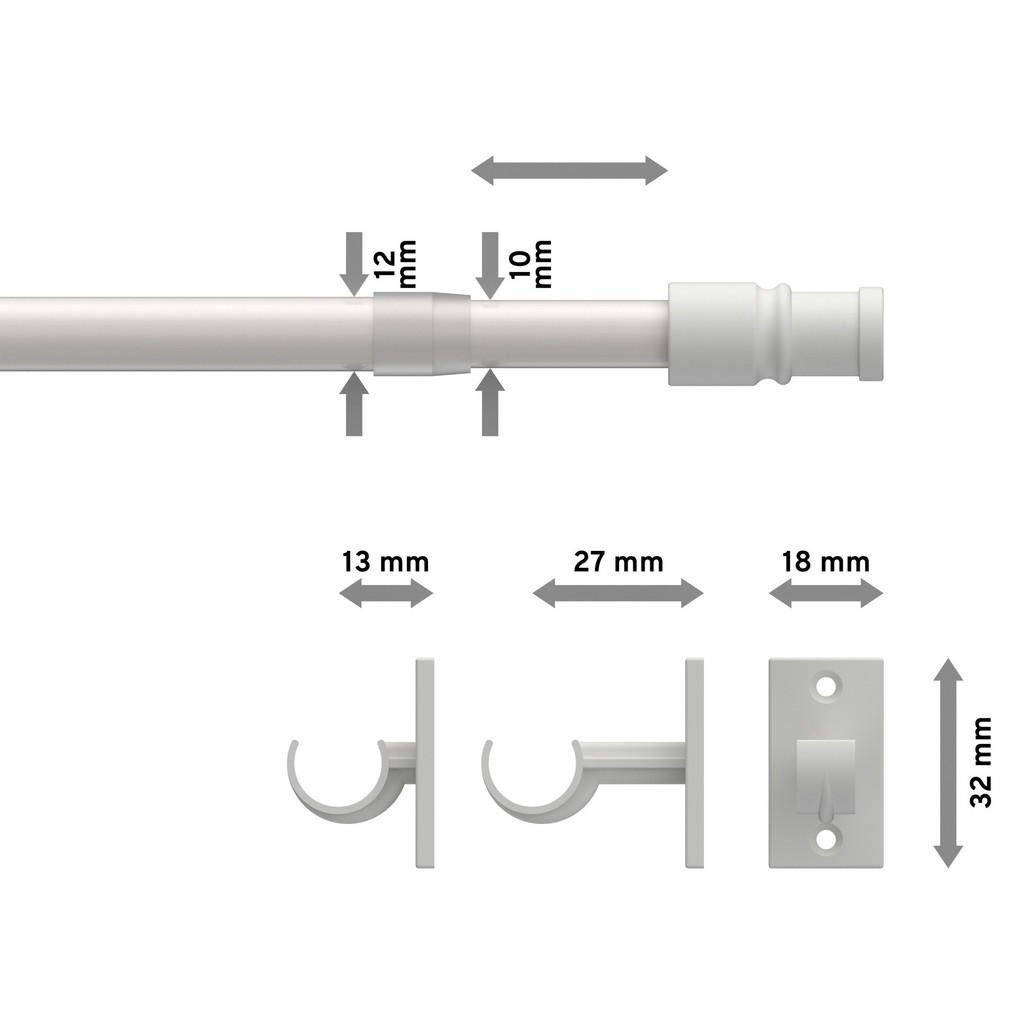 Thumbnail - Interdeco Scheibenstange, Weiß, Metall, Kunststoff, 3.5x3.2x225 cm, Wohntextilien, Gardinen & Vorhänge, Gardinen-Stangen