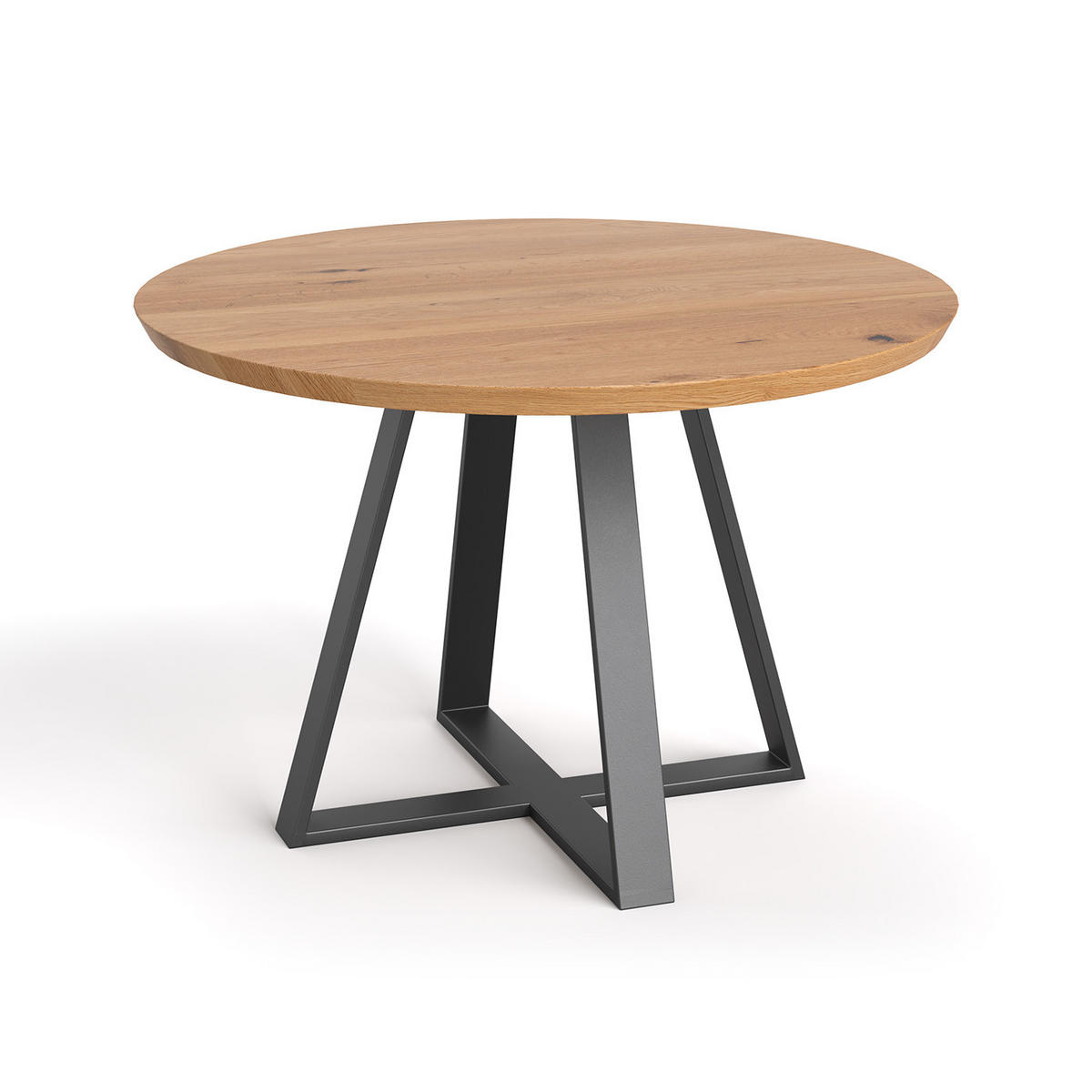 ESSTISCH Cloud Runder aus massivem Eichenholz 110 cm - Eichefarben/Schwarz, Holz/Metall (110/110/75cm) - Danzz