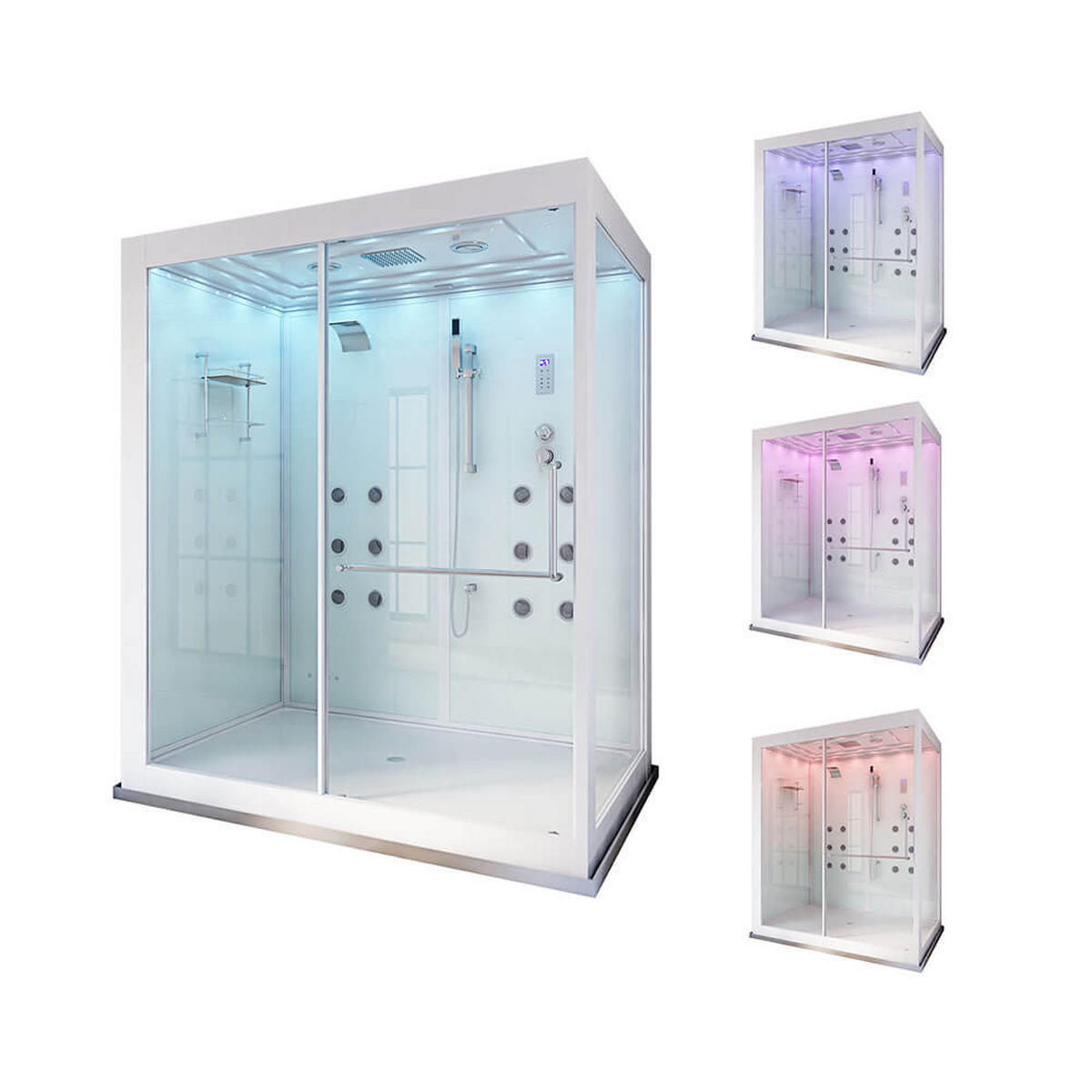 DAMPFDUSCHE DESIGN XL - XL - Weiß, Glas (130cm) - Home Deluxe